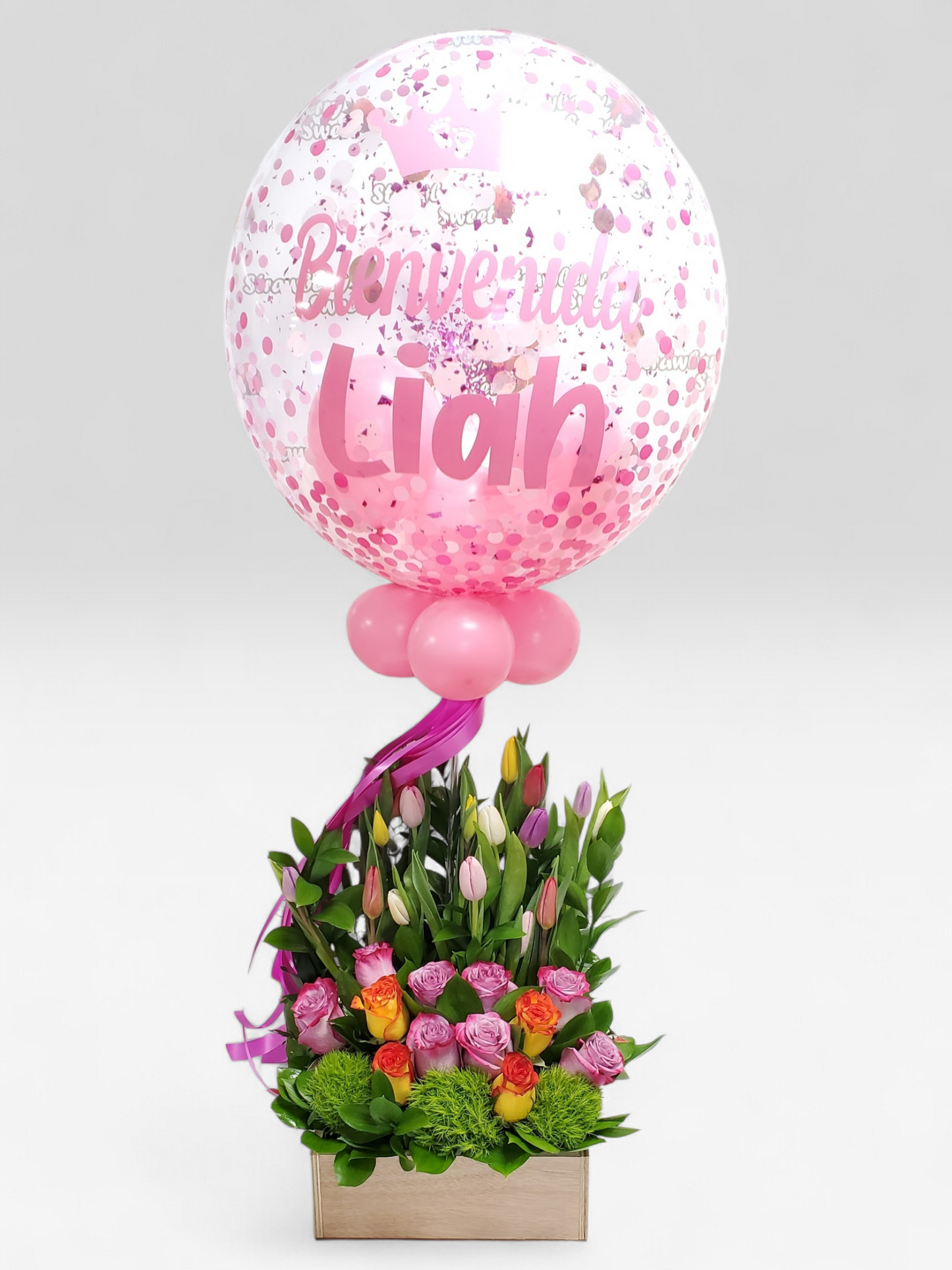 Combo Tulips + Globo Personalizado