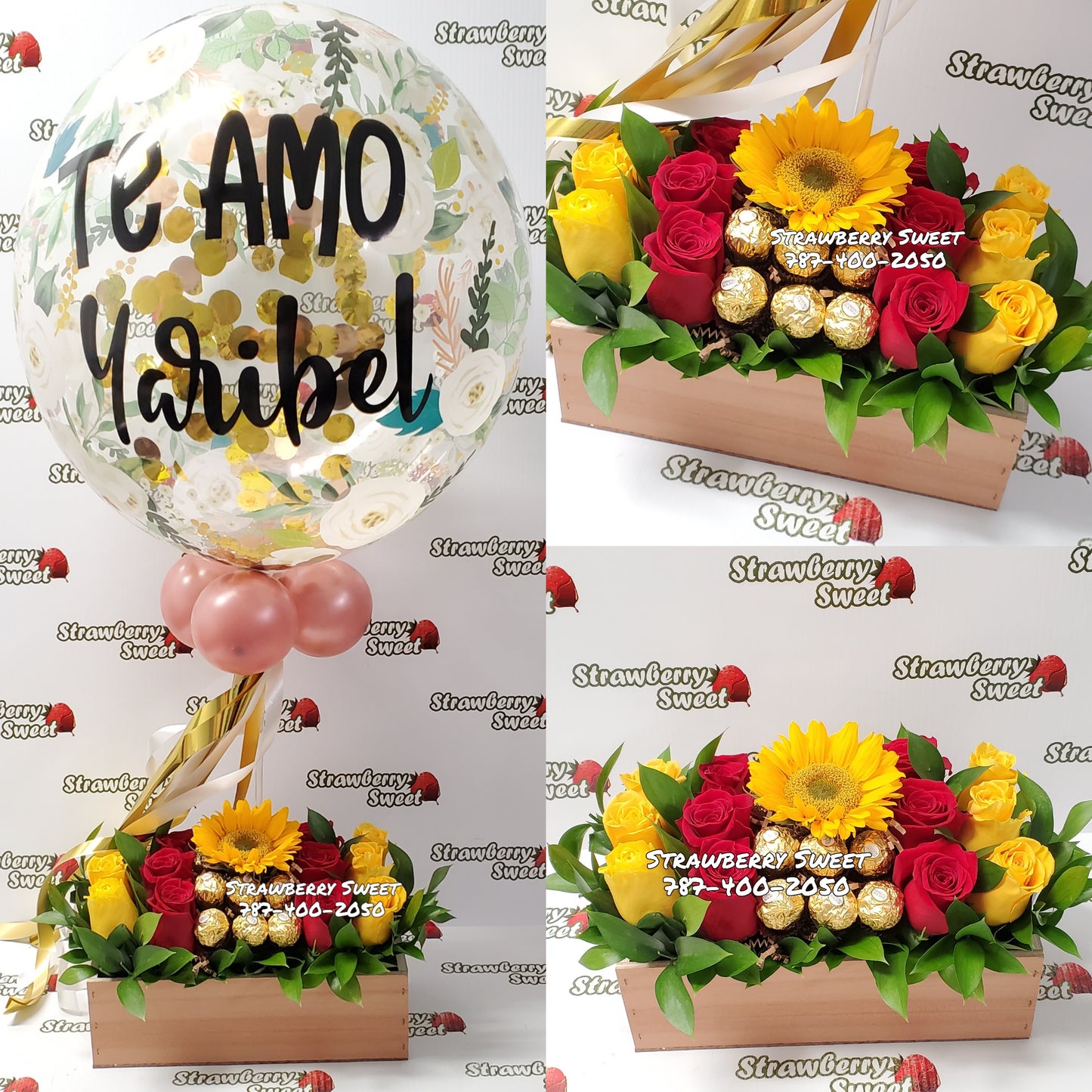 Combo Sunset Rose & Globo Persoanlizado